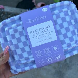 Lavender Check Food Storage Containers - 2 Pack